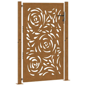 Cancello da Giardino 105x155 cm Acciaio Corten Design a Fiamma