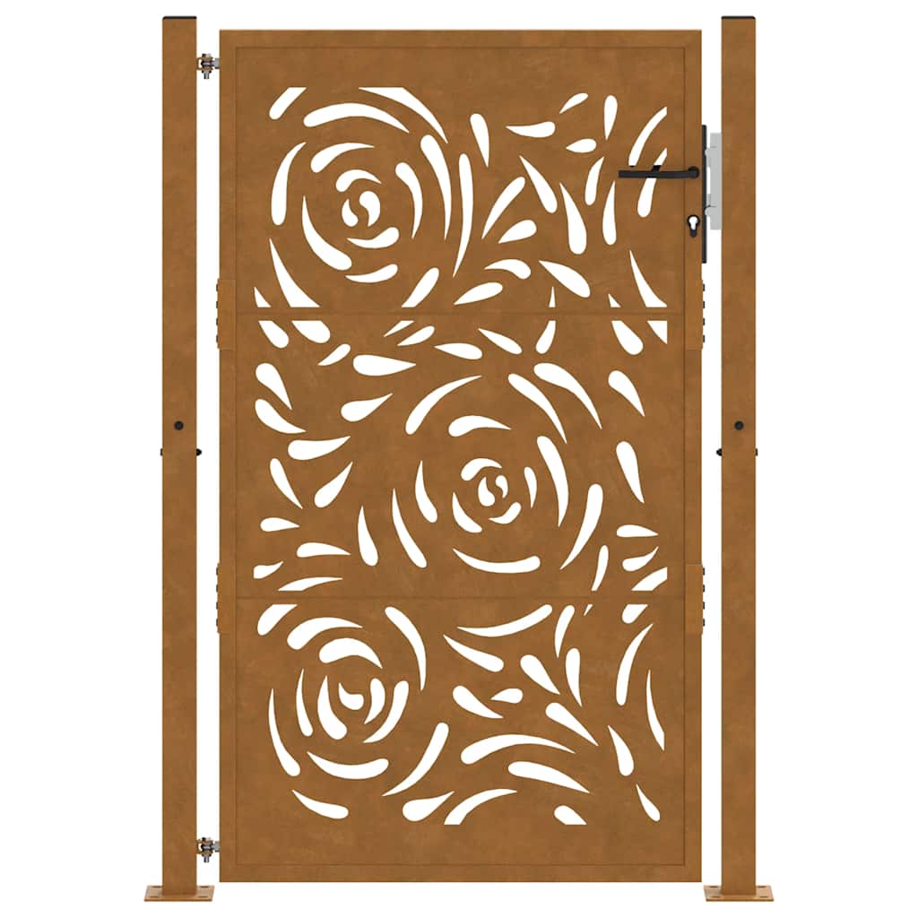 Cancello da Giardino 105x155 cm Acciaio Corten Design a Fiamma