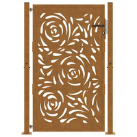Cancello da Giardino 105x155 cm Acciaio Corten Design a Fiamma