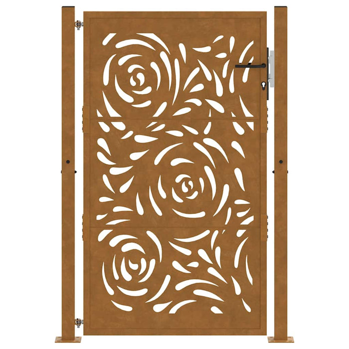 Cancello da Giardino 105x155 cm Acciaio Corten Design a Fiamma