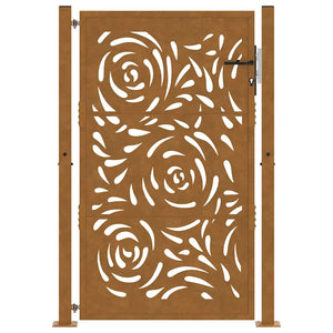 Cancello da Giardino 105x155 cm Acciaio Corten Design a Fiamma 4100996