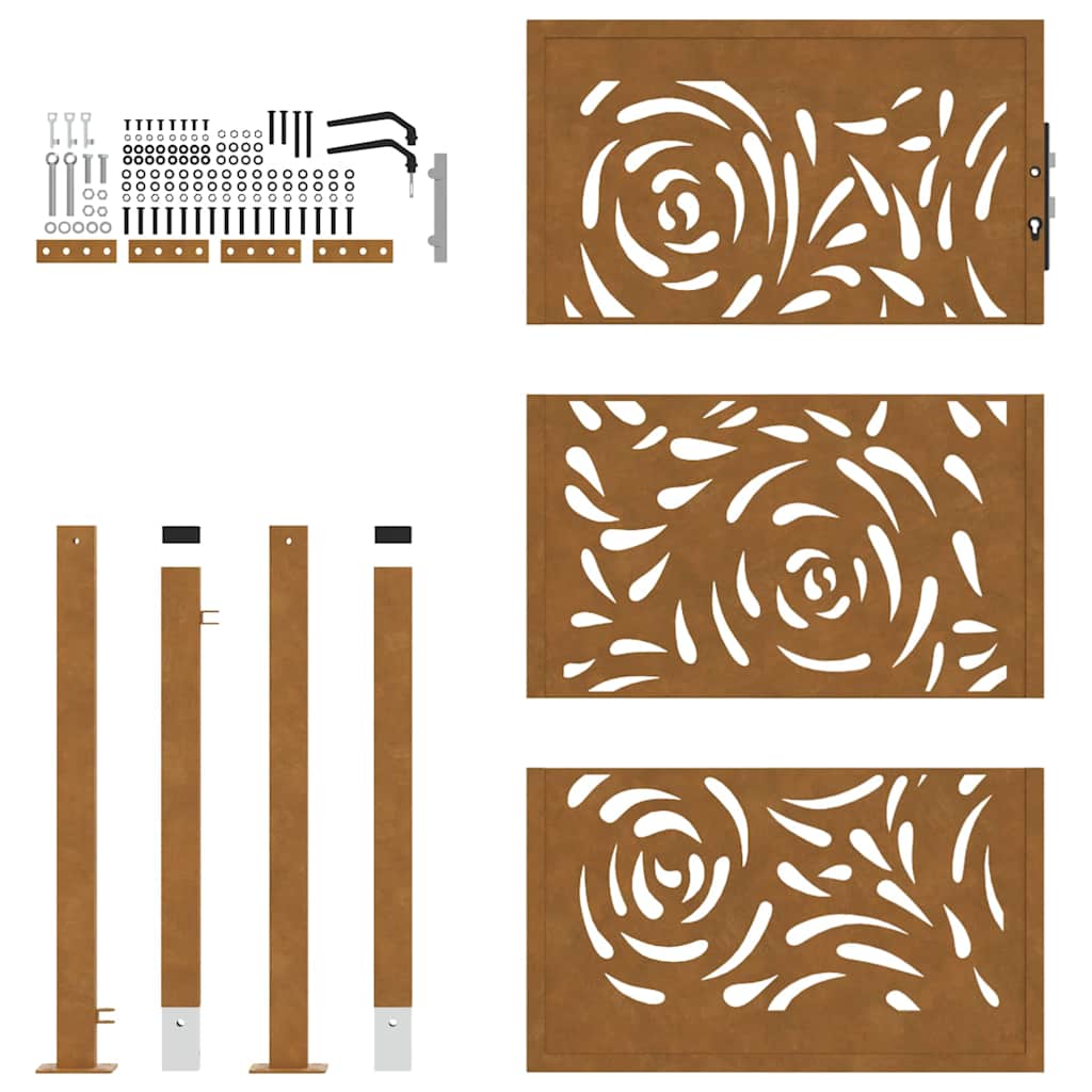 Cancello da Giardino 105x155 cm Acciaio Corten Design a Fiamma