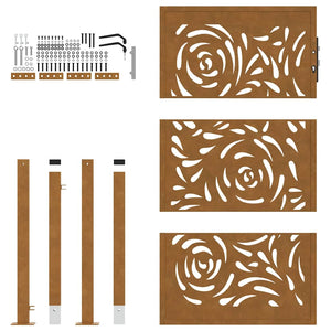 Cancello da Giardino 105x155 cm Acciaio Corten Design a Fiamma 4100996