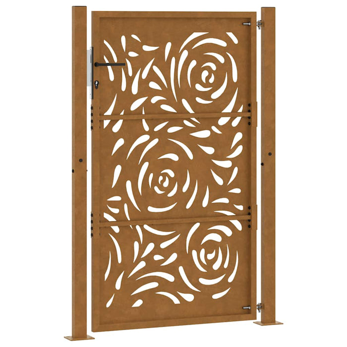 Cancello da Giardino 105x155 cm Acciaio Corten Design a Fiamma 4100996
