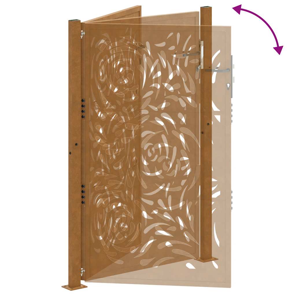 Cancello da Giardino 105x155 cm Acciaio Corten Design a Fiamma