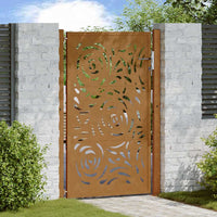 Cancello da Giardino 105x155 cm Acciaio Corten Design a Fiamma