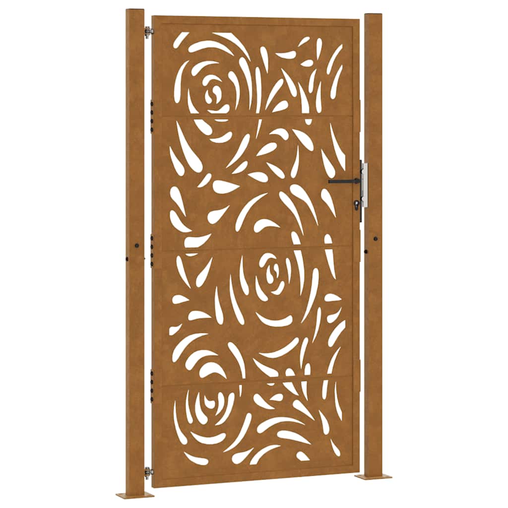 Cancello da Giardino 105x180 cm Acciaio Corten Design a Fiamma