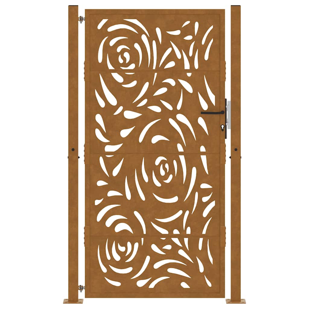 Cancello da Giardino 105x180 cm Acciaio Corten Design a Fiamma