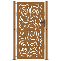 Cancello da Giardino 105x180 cm Acciaio Corten Design a Fiamma