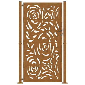 Cancello da Giardino 105x180 cm Acciaio Corten Design a Fiamma