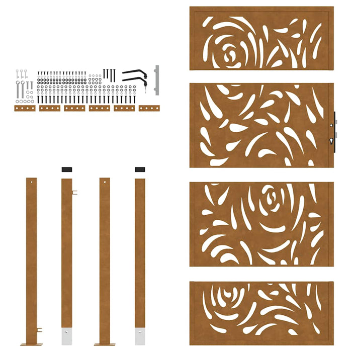 Cancello da Giardino 105x180 cm Acciaio Corten Design a Fiamma 4100997