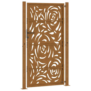Cancello da Giardino 105x180 cm Acciaio Corten Design a Fiamma