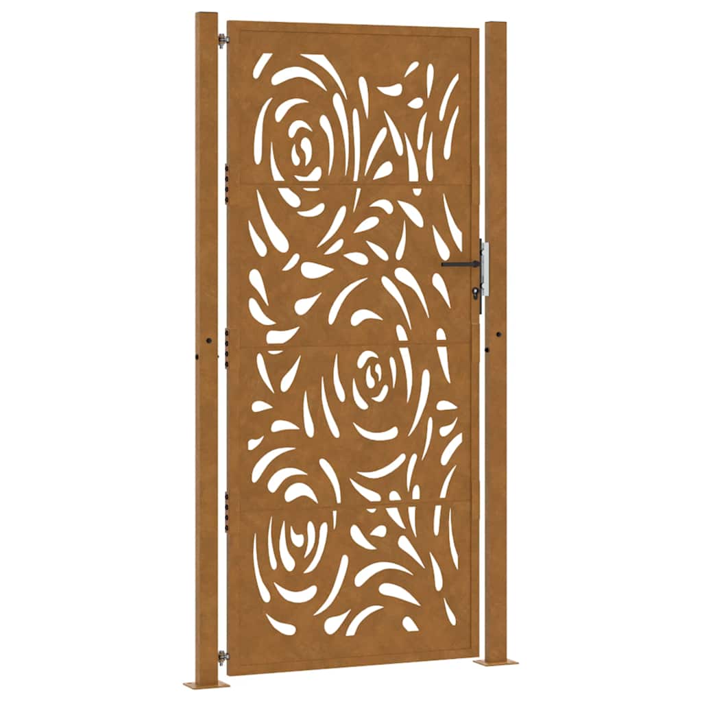 vidaXL Cancello da Giardino 105x205 cm Acciaio Corten Design a Fiamma