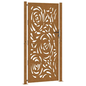 Cancello da Giardino 105x205 cm Acciaio Corten Design a Fiamma 4100998