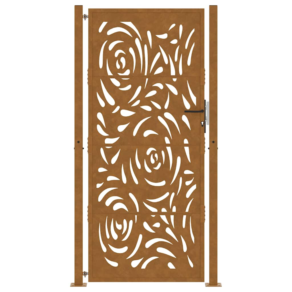 Cancello da Giardino 105x205 cm Acciaio Corten Design a Fiamma 4100998