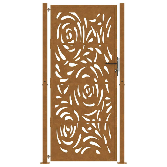 Cancello da Giardino 105x205 cm Acciaio Corten Design a Fiamma 4100998