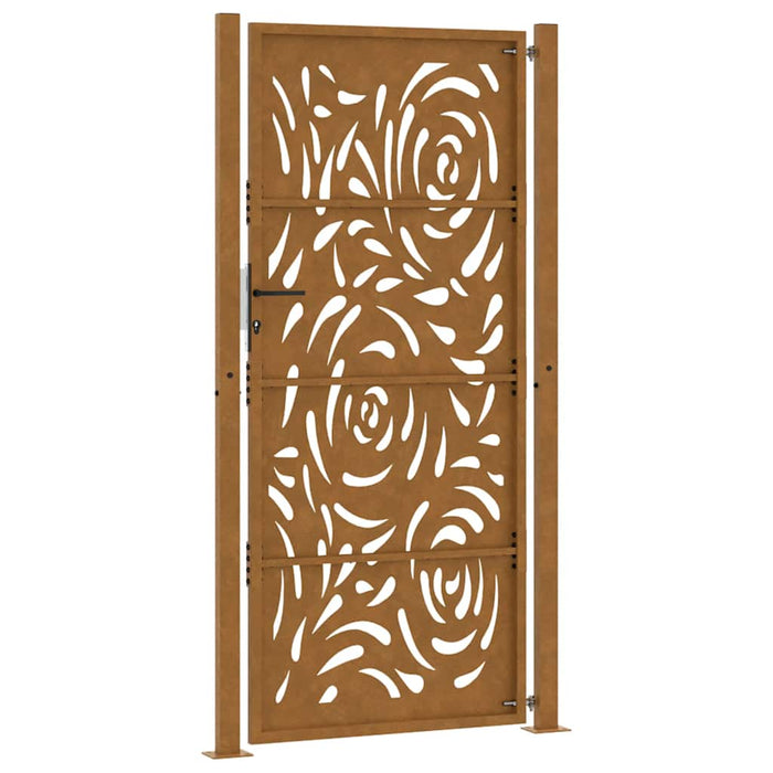 vidaXL Cancello da Giardino 105x205 cm Acciaio Corten Design a Fiamma