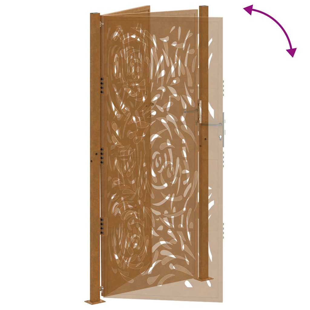 vidaXL Cancello da Giardino 105x205 cm Acciaio Corten Design a Fiamma