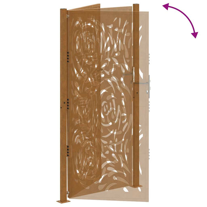 vidaXL Cancello da Giardino 105x205 cm Acciaio Corten Design a Fiamma