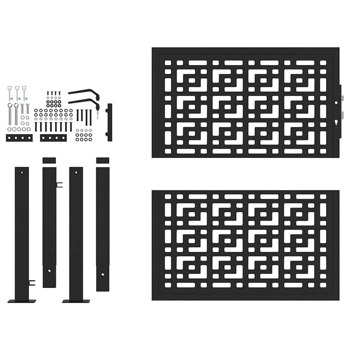 Cancello Giardino Nero 105x106 cm in Acciaio Design a Croce 4100999