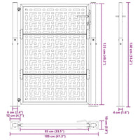 Cancello Giardino Nero 105x130 cm in Acciaio Design a Croce