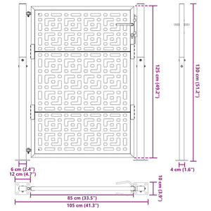 Cancello Giardino Nero 105x130 cm in Acciaio Design a Croce