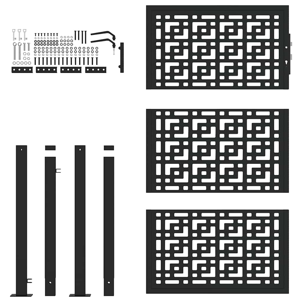 Cancello Giardino Nero 105x155 cm in Acciaio Design a Croce 4101001