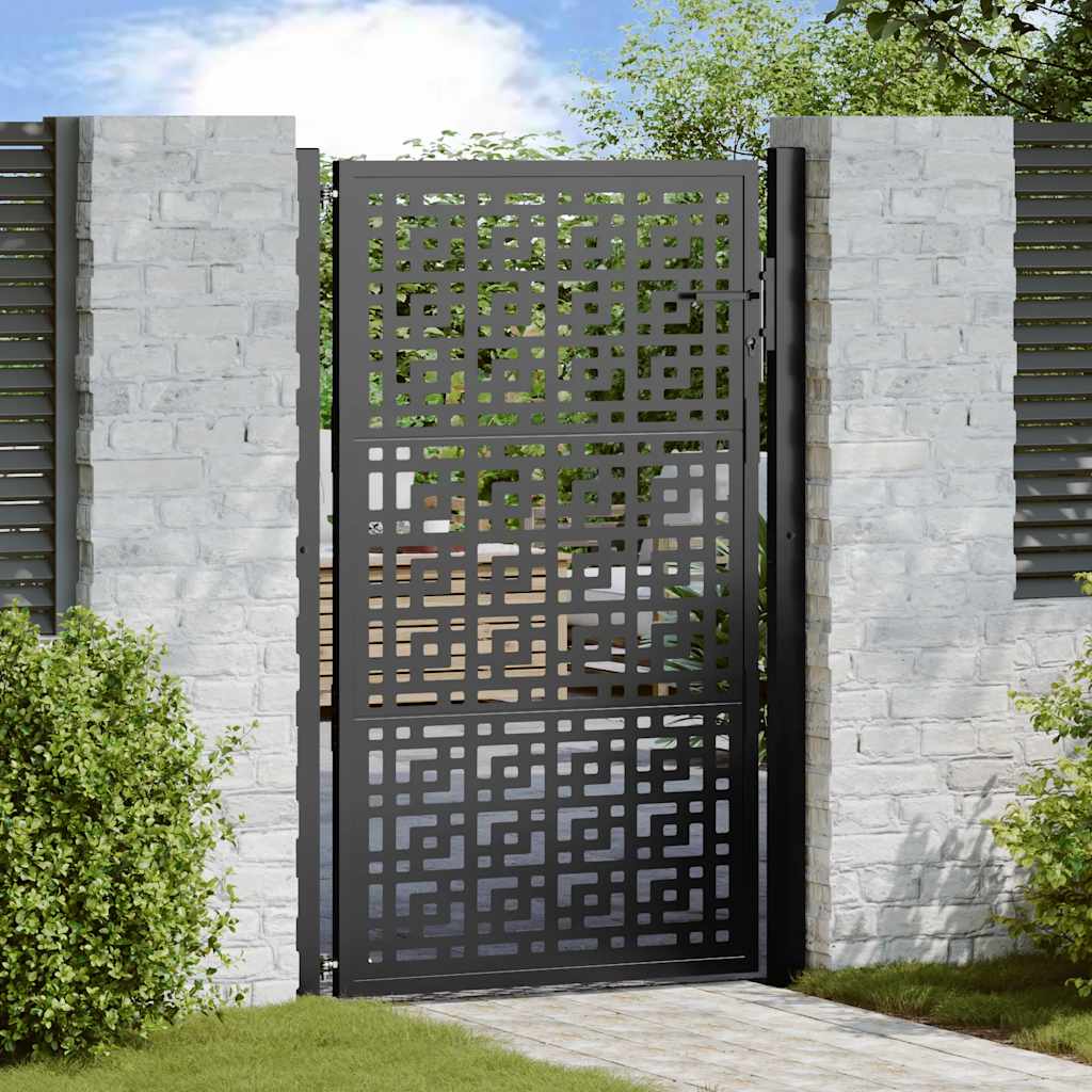 Cancello Giardino Nero 105x155 cm in Acciaio Design a Croce 4101001