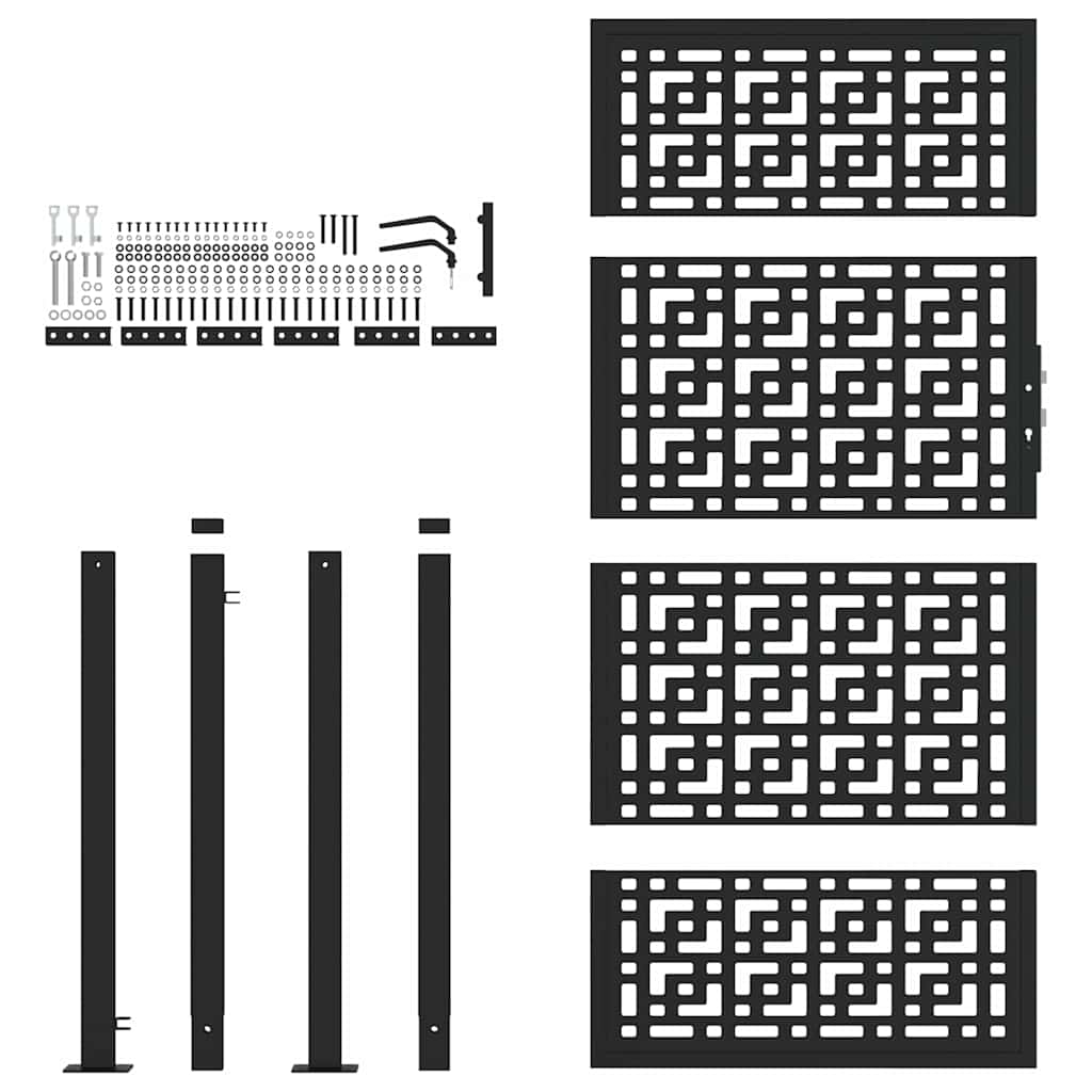Cancello Giardino Nero 105x180 cm in Acciaio Design a Croce