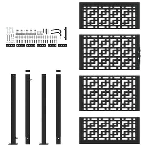 Cancello Giardino Nero 105x180 cm in Acciaio Design a Croce