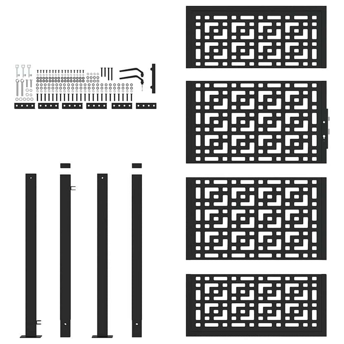 Cancello Giardino Nero 105x180 cm in Acciaio Design a Croce 4101002