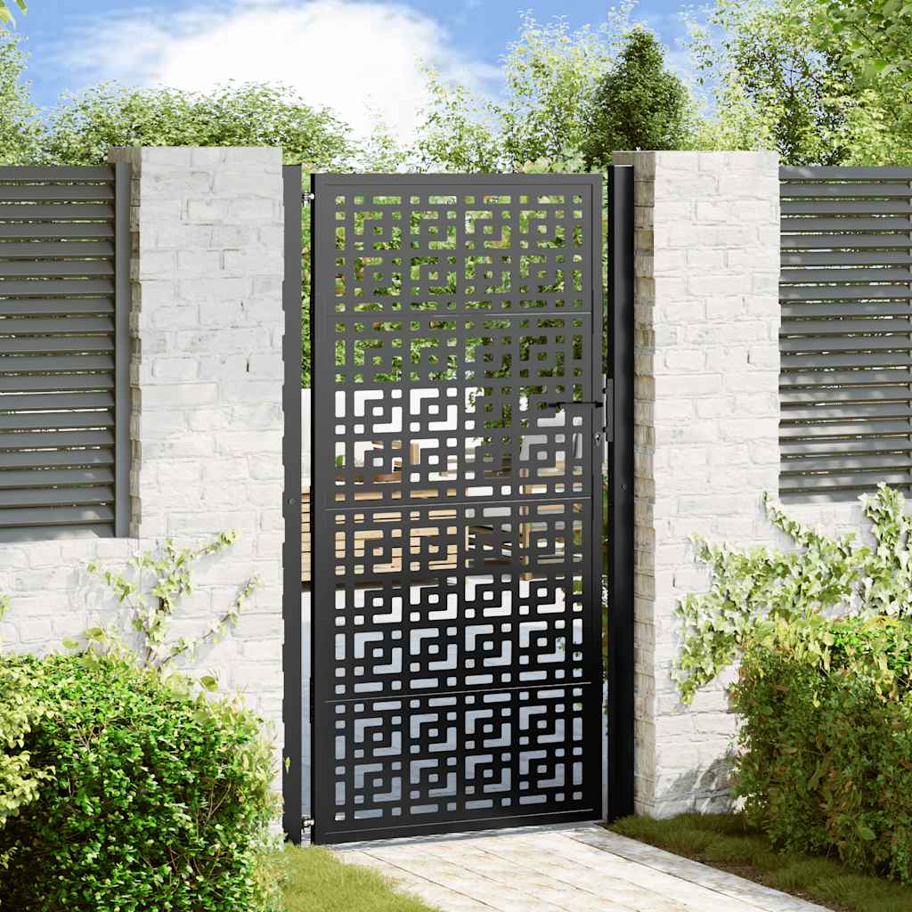 Cancello Giardino Nero 105x180 cm in Acciaio Design a Croce