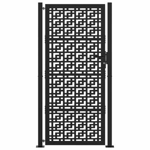 Cancello Giardino Nero 105x205 cm in Acciaio Design a Croce