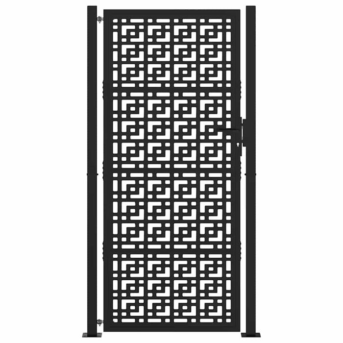 Cancello Giardino Nero 105x205 cm in Acciaio Design a Croce