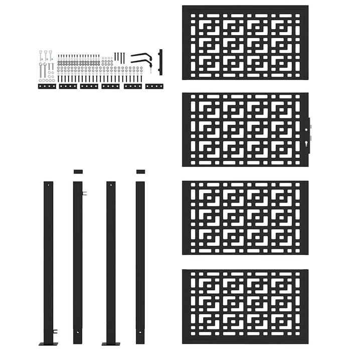 Cancello Giardino Nero 105x205 cm in Acciaio Design a Croce