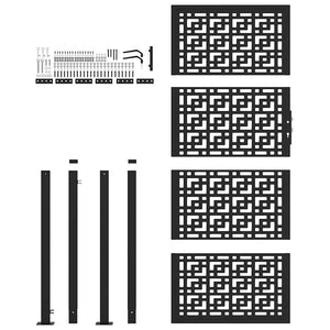 Cancello Giardino Nero 105x205 cm in Acciaio Design a Croce 4101003