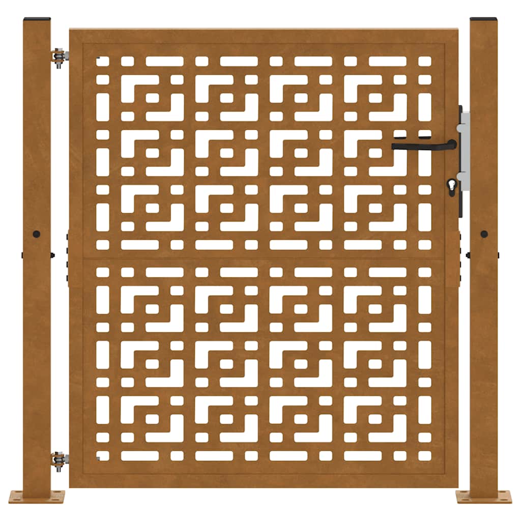 Cancello da Giardino 105x105 cm Acciaio Corten Design a Croce 4101004