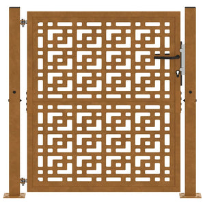 Cancello da Giardino 105x105 cm Acciaio Corten Design a Croce 4101004