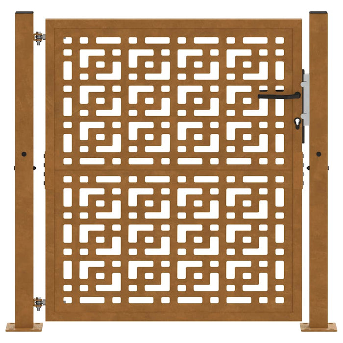 Cancello da Giardino 105x105 cm Acciaio Corten Design a Croce 4101004