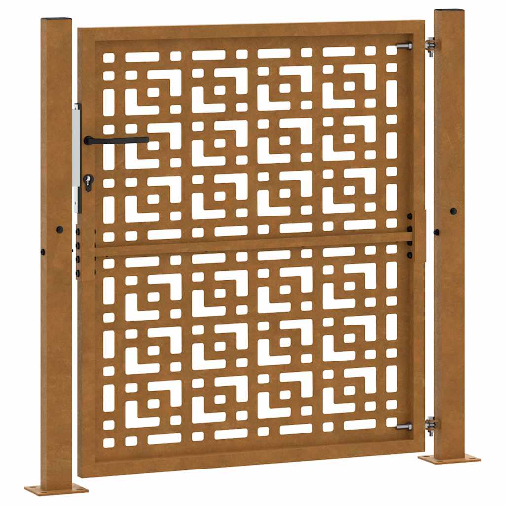 vidaXL Cancello da Giardino 105x105 cm Acciaio Corten Design a Croce