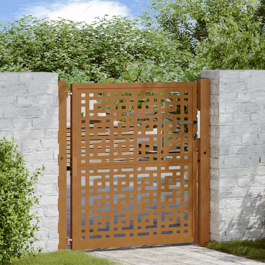 Cancello da Giardino 105x105 cm Acciaio Corten Design a Croce 4101004
