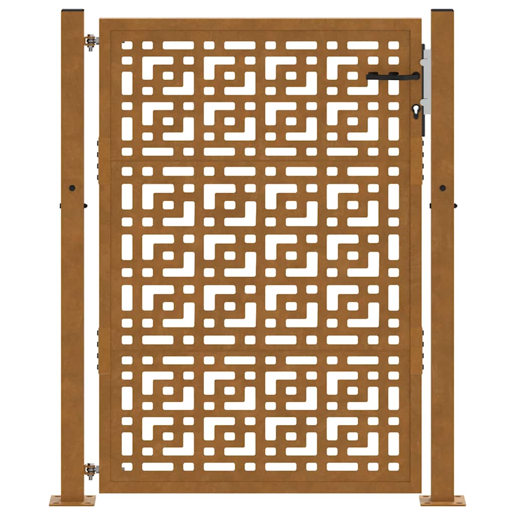 Cancello da Giardino 105x130 cm Acciaio Corten Design a Croce 4101005