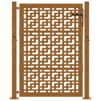Cancello da Giardino 105x130 cm Acciaio Corten Design a Croce 4101005