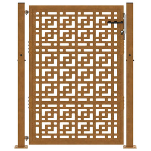 Cancello da Giardino 105x130 cm Acciaio Corten Design a Croce 4101005