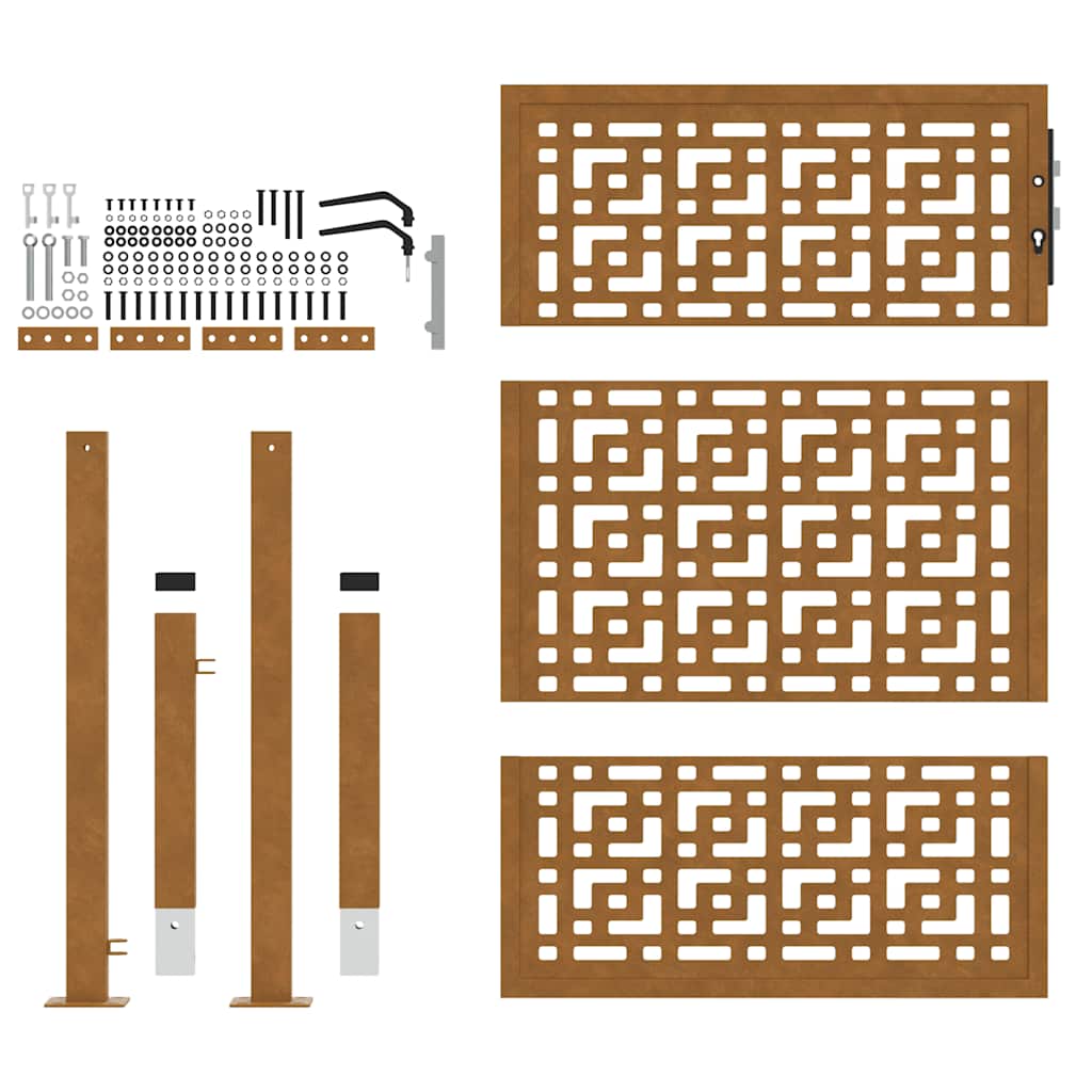 Cancello da Giardino 105x130 cm Acciaio Corten Design a Croce 4101005
