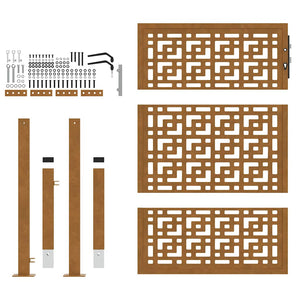 Cancello da Giardino 105x130 cm Acciaio Corten Design a Croce 4101005