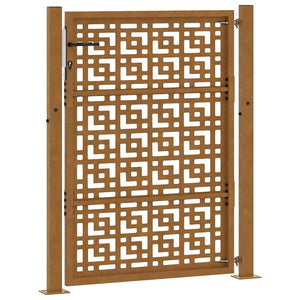 Cancello da Giardino 105x130 cm Acciaio Corten Design a Croce 4101005