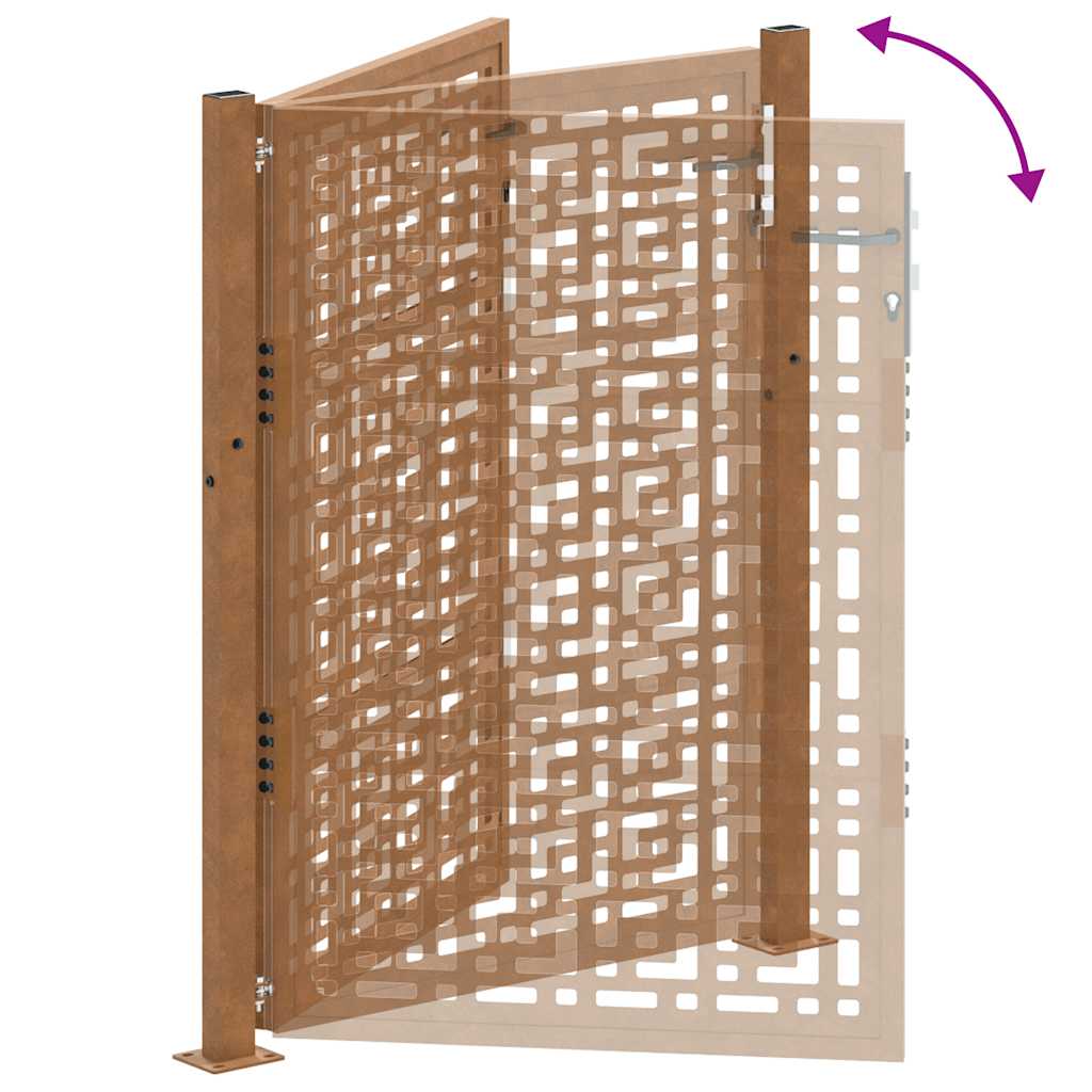 vidaXL Cancello da Giardino 105x130 cm Acciaio Corten Design a Croce