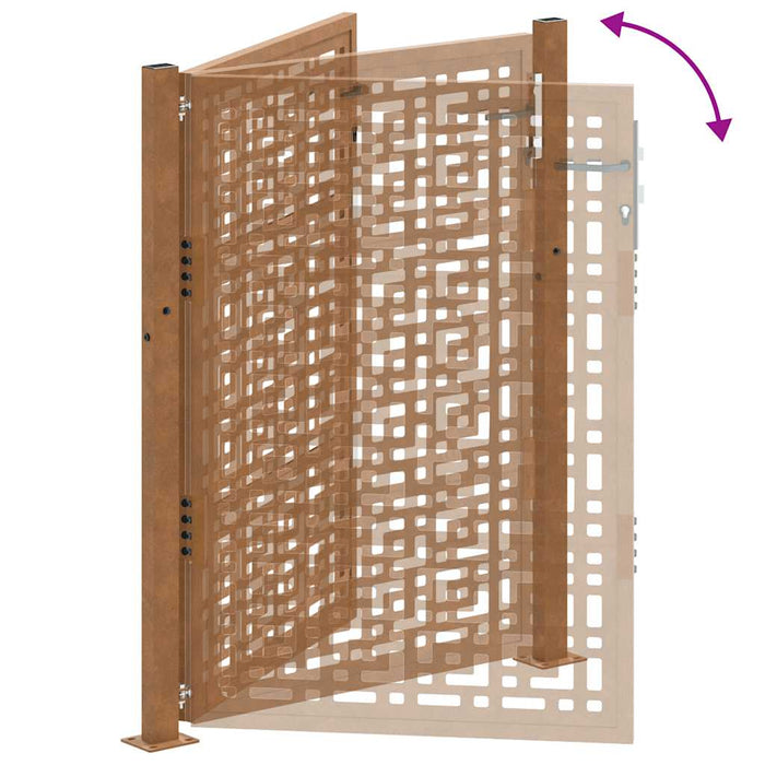 vidaXL Cancello da Giardino 105x130 cm Acciaio Corten Design a Croce