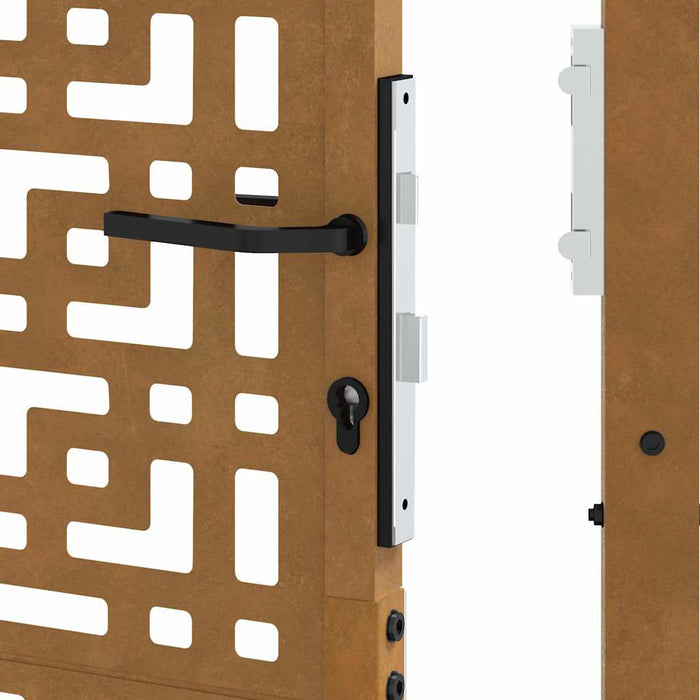 Cancello da Giardino 105x130 cm Acciaio Corten Design a Croce 4101005